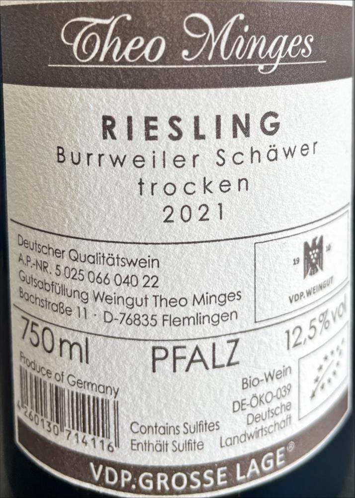 21 BURRWEILER SCHÄWER GG,  Riesling tr.TheoMinges