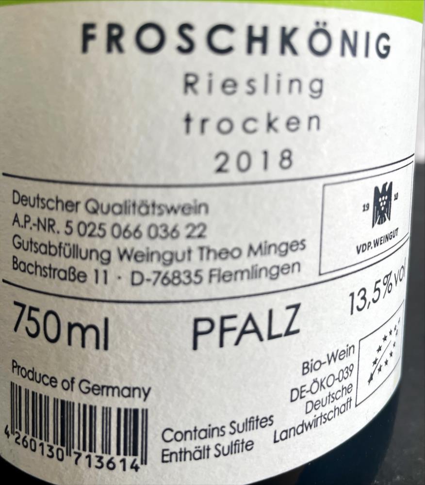 21 FROSCHKÖNIG Riesling trocken, Weing.Theo Minges