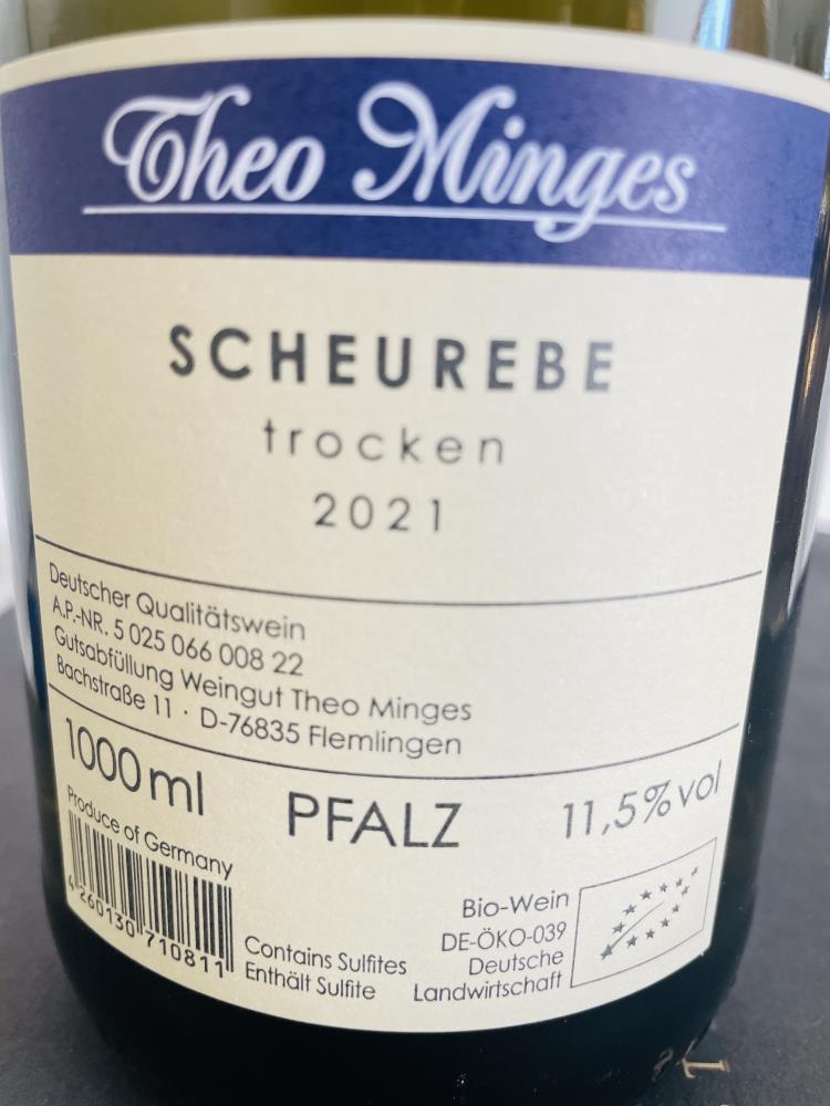 21 Scheurebe QbA trocken Weing. Theo Minges BIO