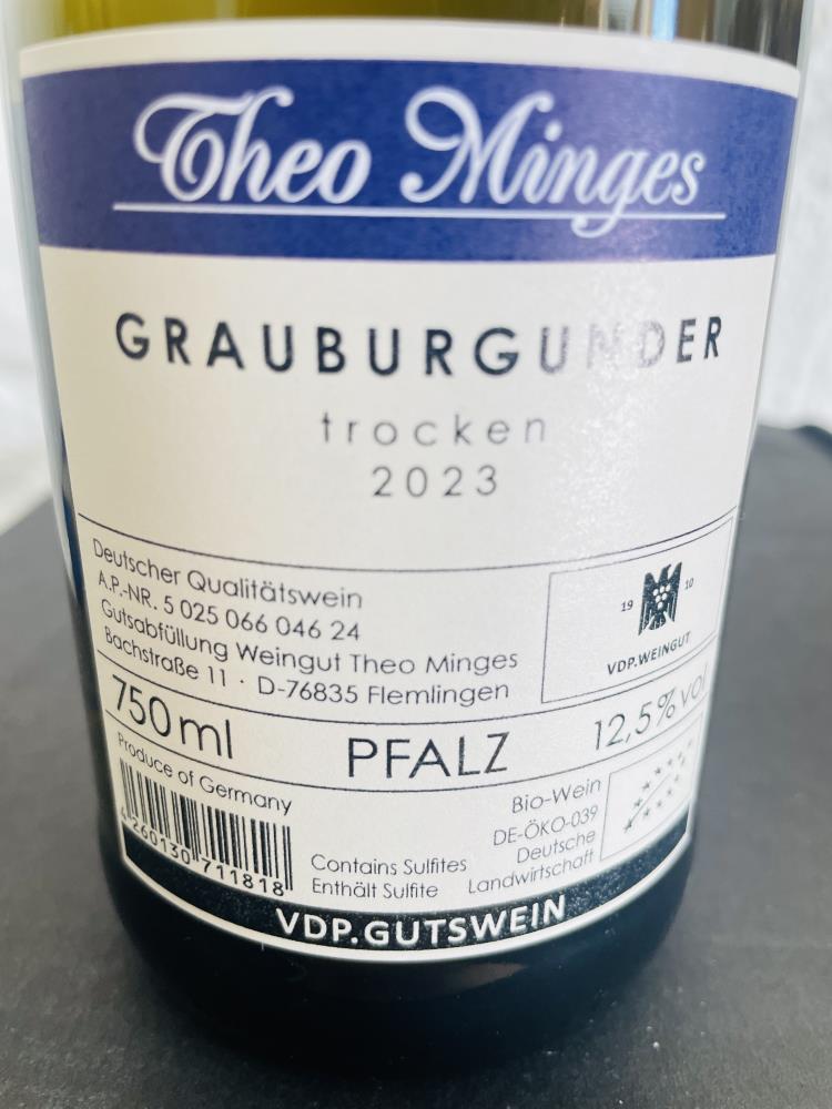 23 Grauburgunder QbA trocken THEO MINGES BIO
